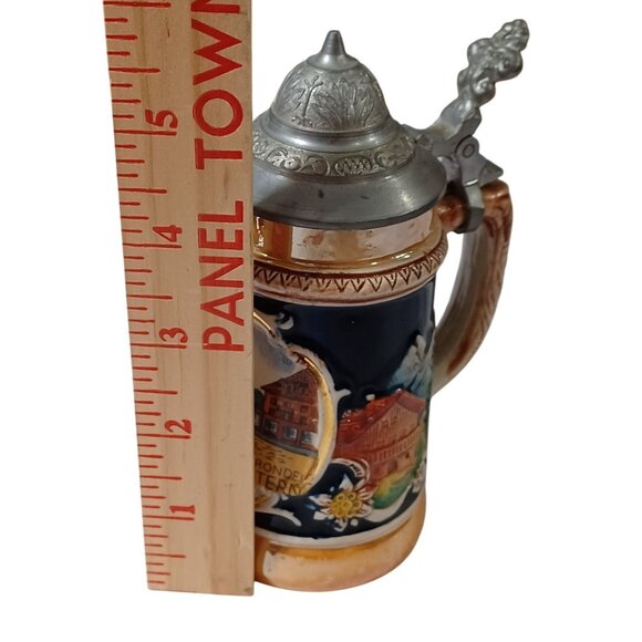 Vintage Hoehr Miniature German Beer Stein With Pewter Lid Handcrafted 5.25" Tall - Picture 4 of 8